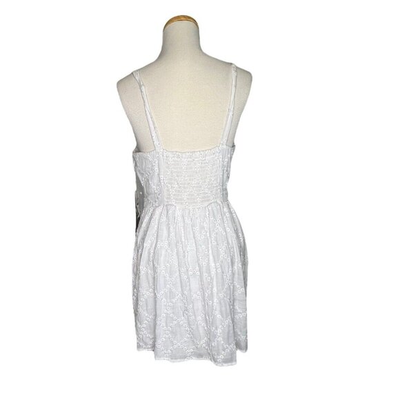 Love, Nickie Lew Eyelet Strappy Cami Mini Dress Sz M White Lined Sweetheart NWT - Picture 5 of 10